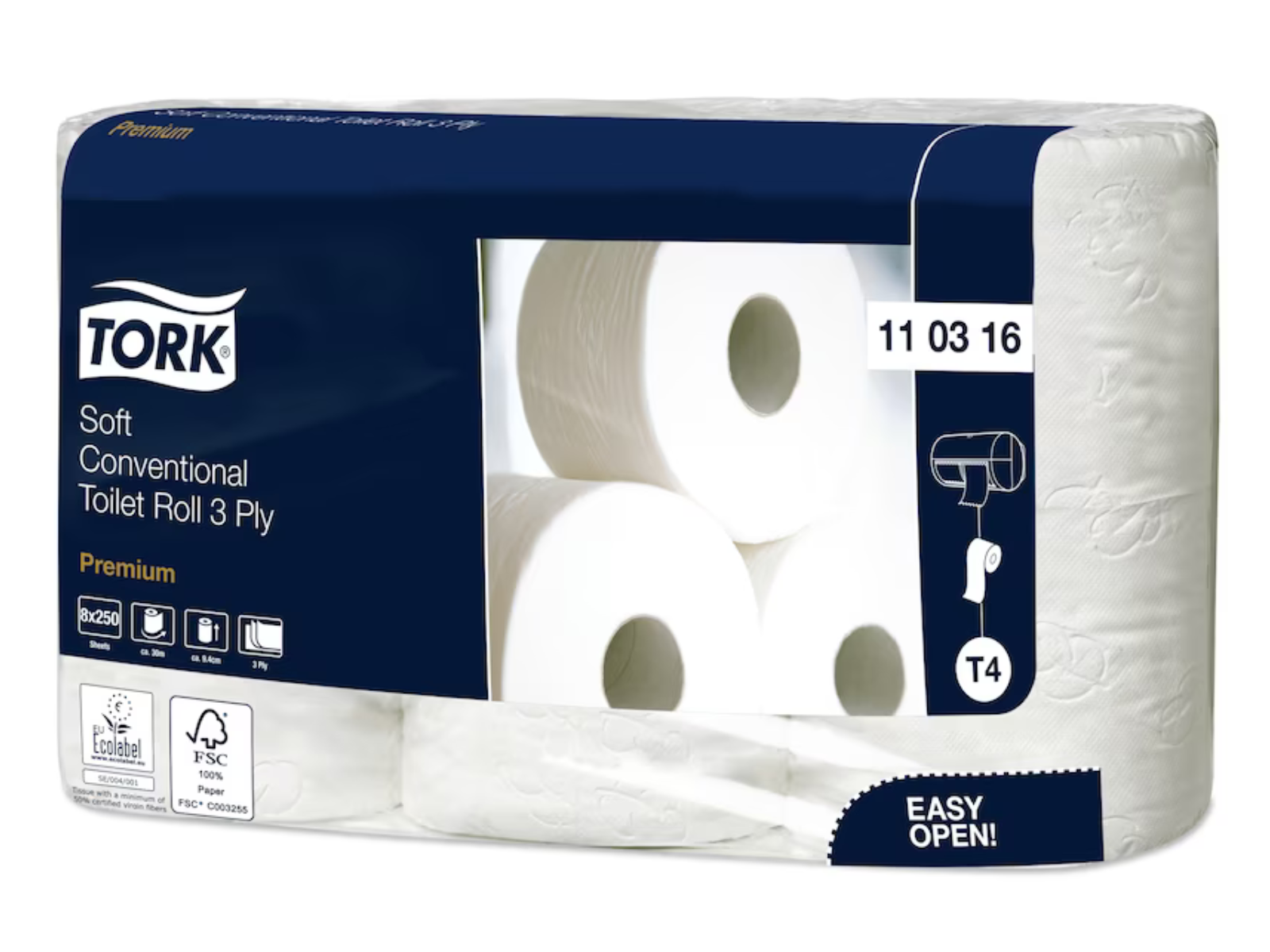 Papier toaletowy T4 TORK Premium Biały 110316 (72 rolki/karton) 27,5m 3 warstwowy